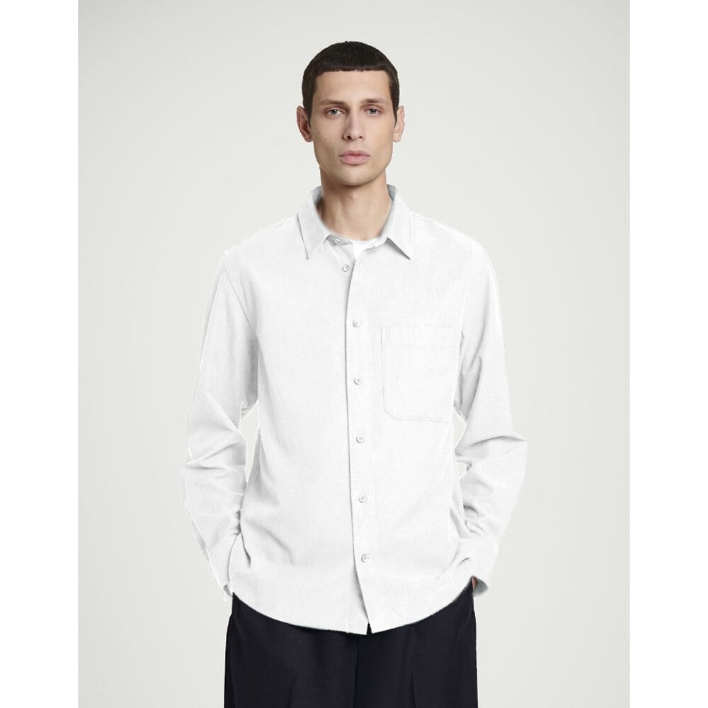COS - Men's BRUSHED COTTON-BLEND SHIRT - White Size S